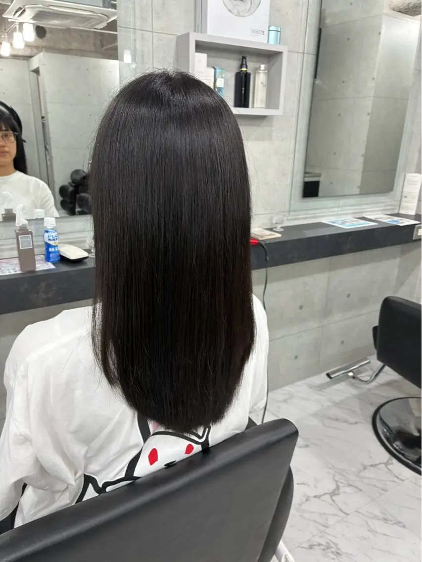 ロング カラー 黒髪 ブルーカラー ブルーブラック カット ヘアカラー トリートメント Endearing 🌟銀座のヘアスタイル