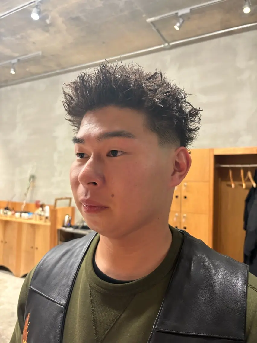 ショート メンズ カット パーマ 西宮北口パーマ 鮫島竜海のヘアスタイル