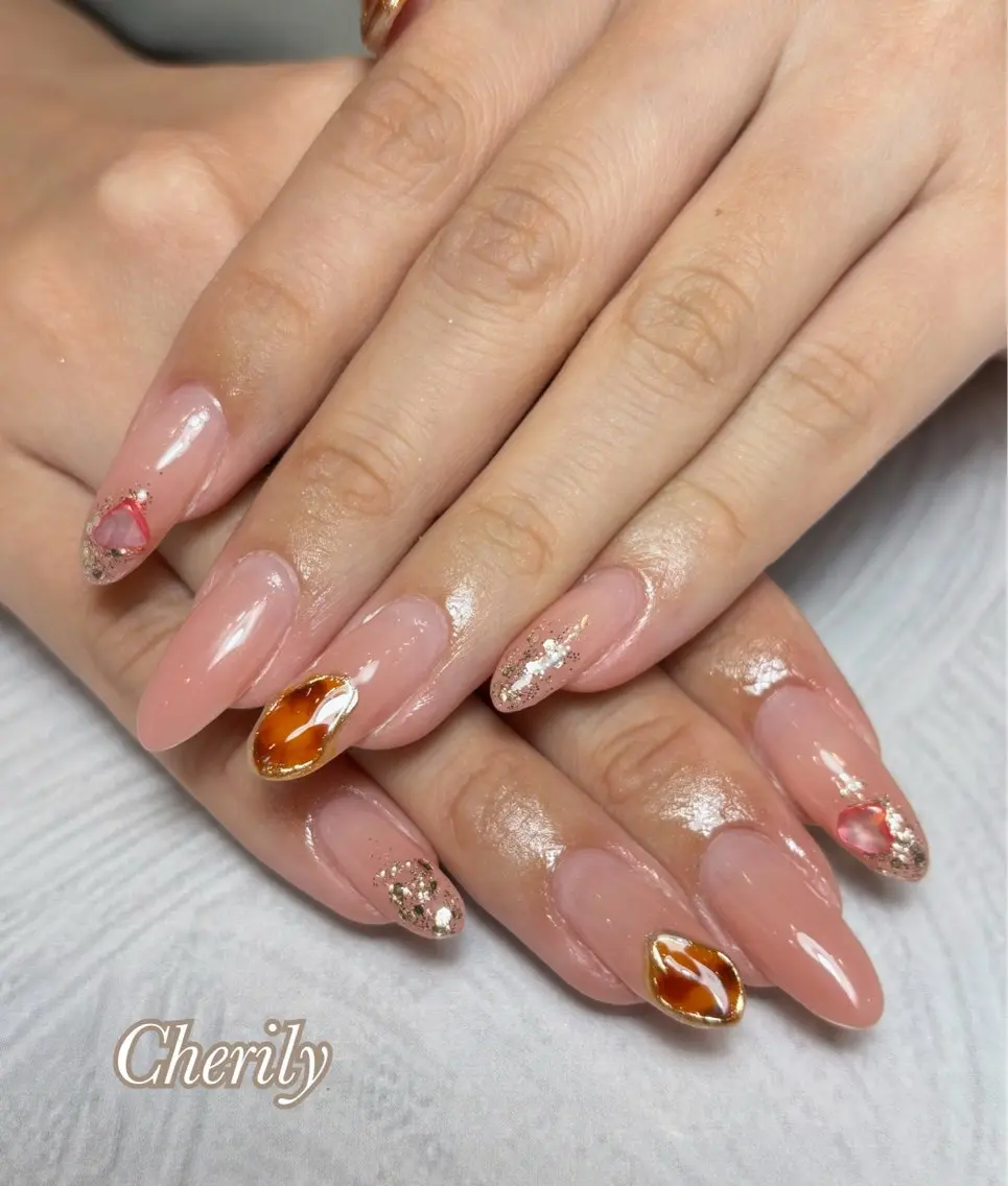 ネイル べっ甲ネイル ハンドネイル CHERILY SAKURAのネイルデザイン