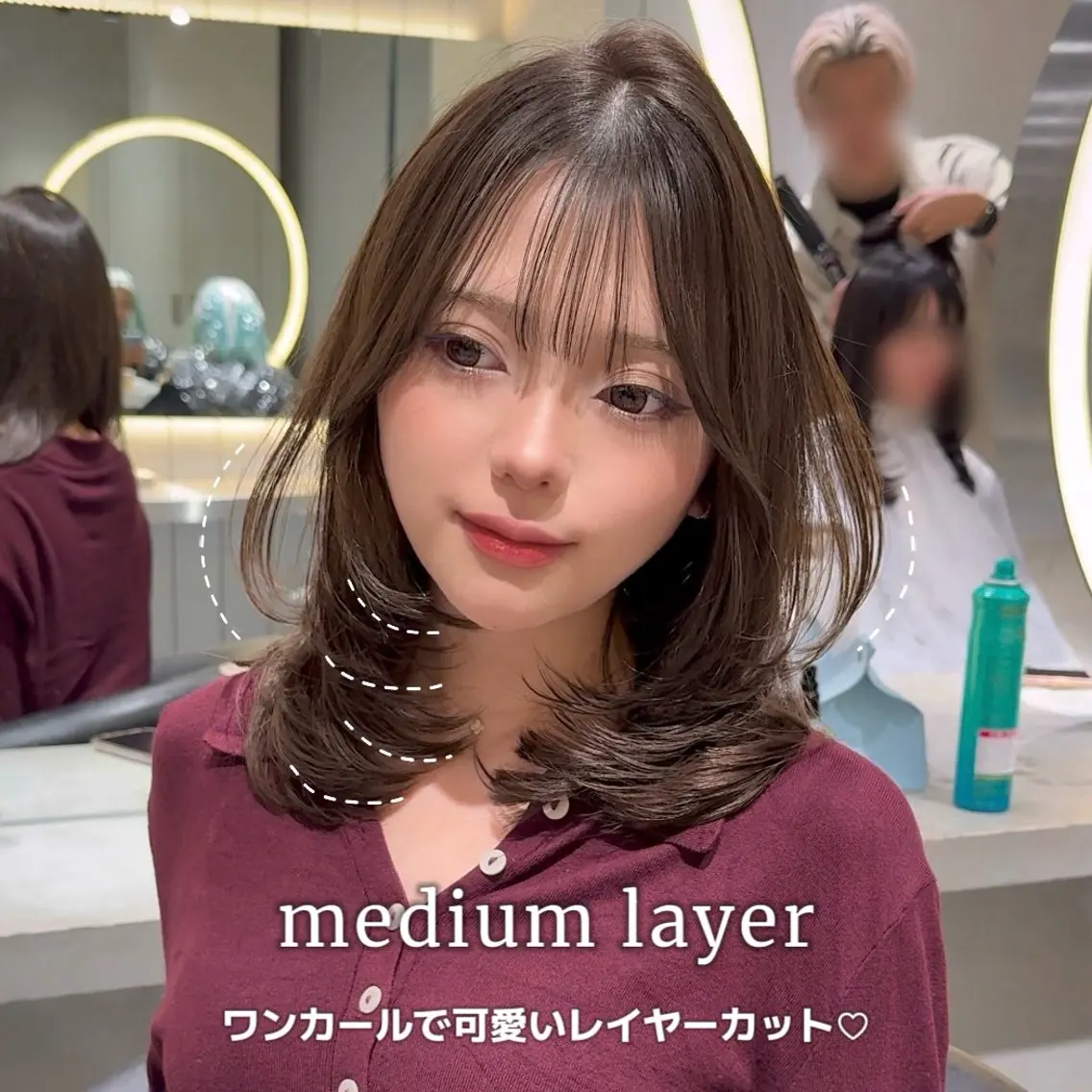 ミディアム カラー 透明感カラー 顔周りカット カット ヘアカラー トリートメント ユナ hearts.店長のヘアスタイル