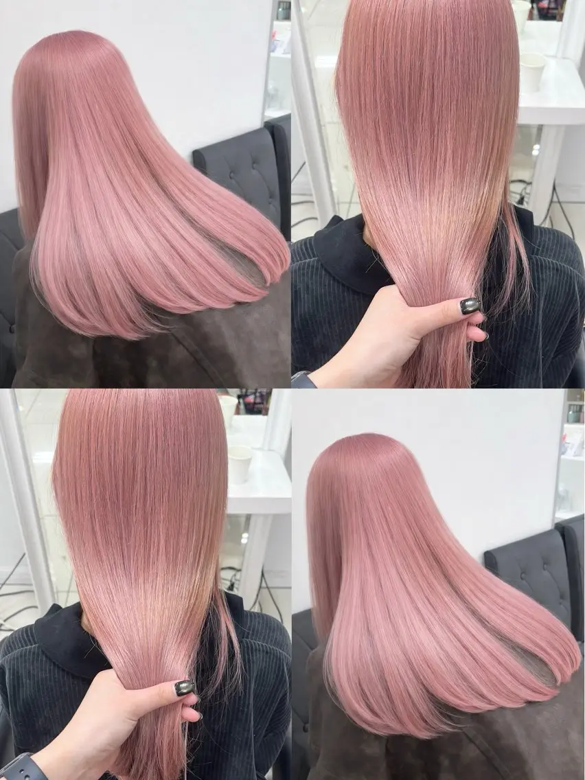 ロング カラー ブリーチ ピンクカラー カット ヘアカラー トリートメント ヘッドスパ 艶髪【カラー支持率 No.1】リノ🪐のヘアスタイル