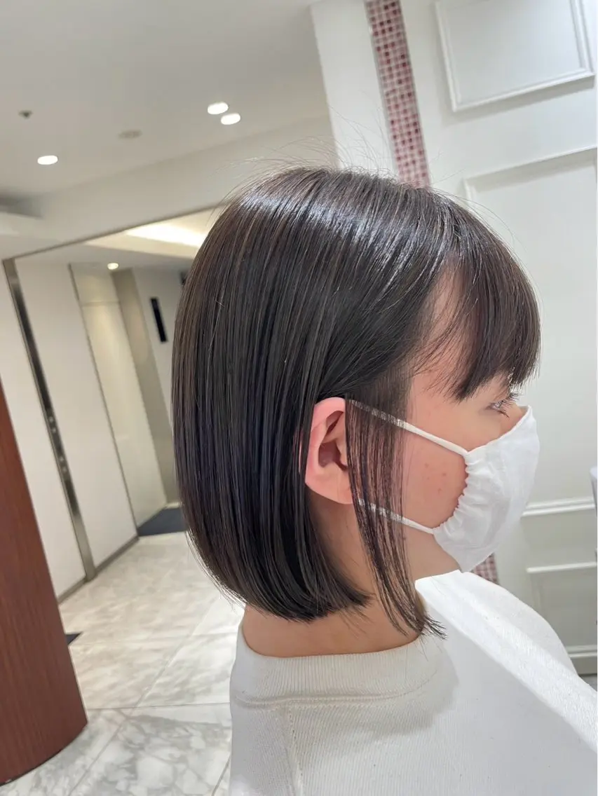 ショート 切りっぱなしボブ ボブ 似合わせカット 🎸メンズ特化🥁 メンズパーマrenのヘアスタイル