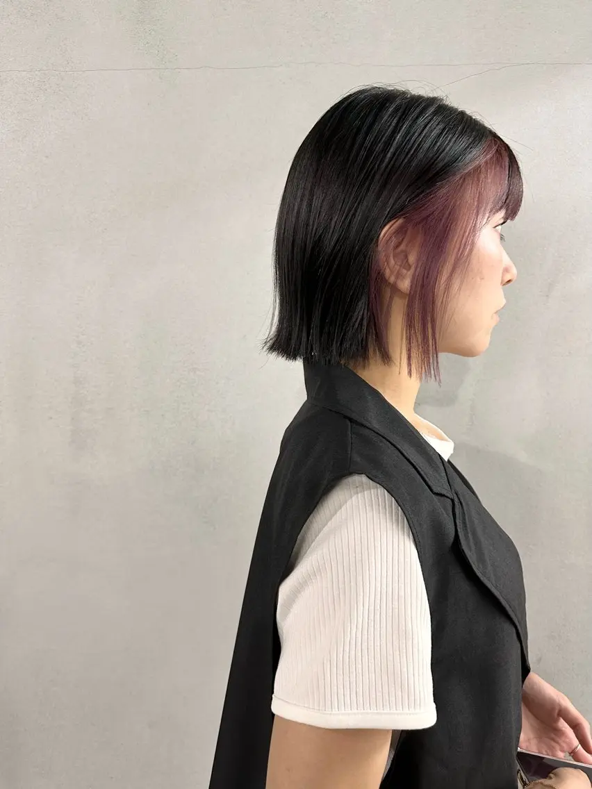 ショート カラー パーマ ヘアアレンジ メンズ キッズ 黒髪 ピンクカラー #tag 稗田綾加のヘアスタイル