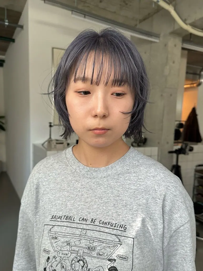 ショート カラー アッシュ ブリーチ ダブルカラー ハイトーンカラー ラベンダーカラー tension 【テンション】のヘアスタイル