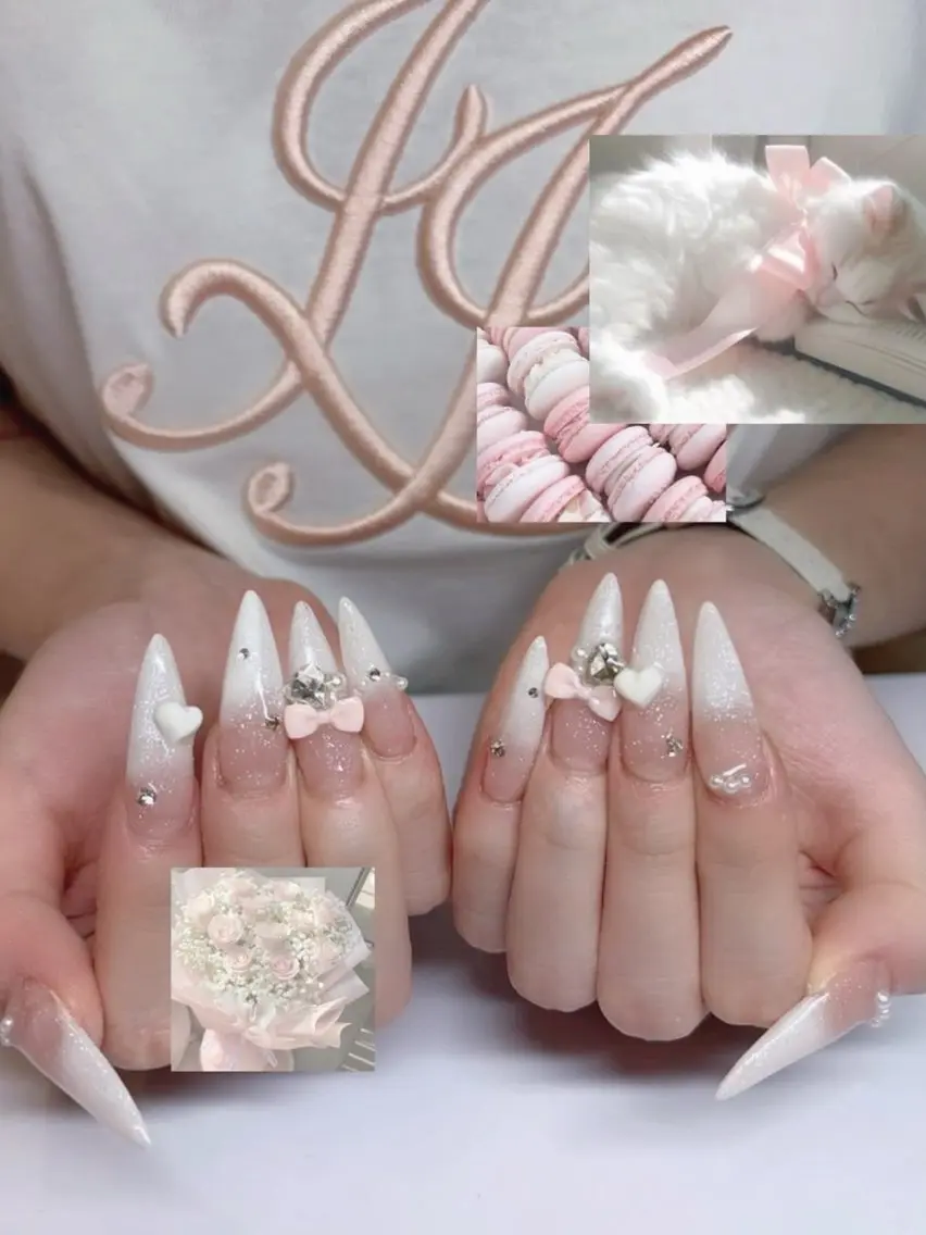 ネイル 長さ出し キラキラネイル 韓国ネイル ロングネイル ワンホンネイル ハンドネイル Josie nail salonのネイルデザイン