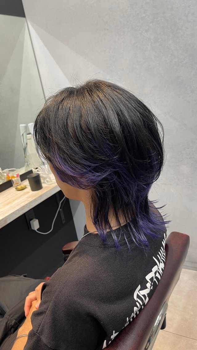 ミディアム カラー メンズ メンズウルフカット ウルフカット カット ヘアカラー ✂︎髪質改善・ Yuitoのヘアスタイル