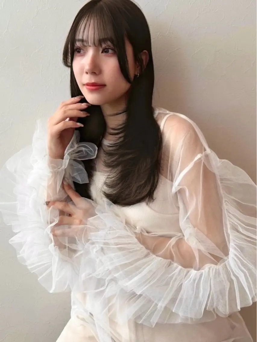 セミロング カット ヘアカラー トリートメント モテ髪🫧赤み消し カラー表参道きょうこのヘアスタイル