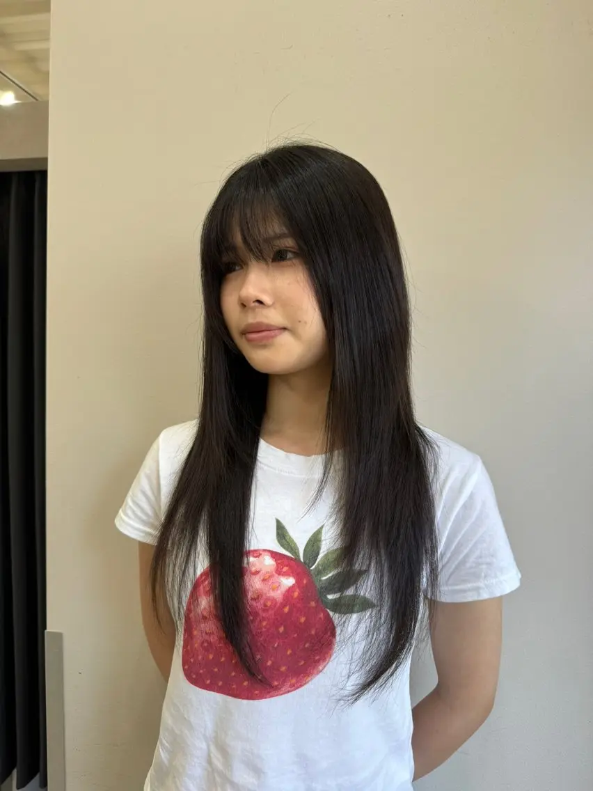 ロング レイヤーカット カット 縮毛矯正 トリートメント reira/堀江/ 似合わせカットのヘアスタイル