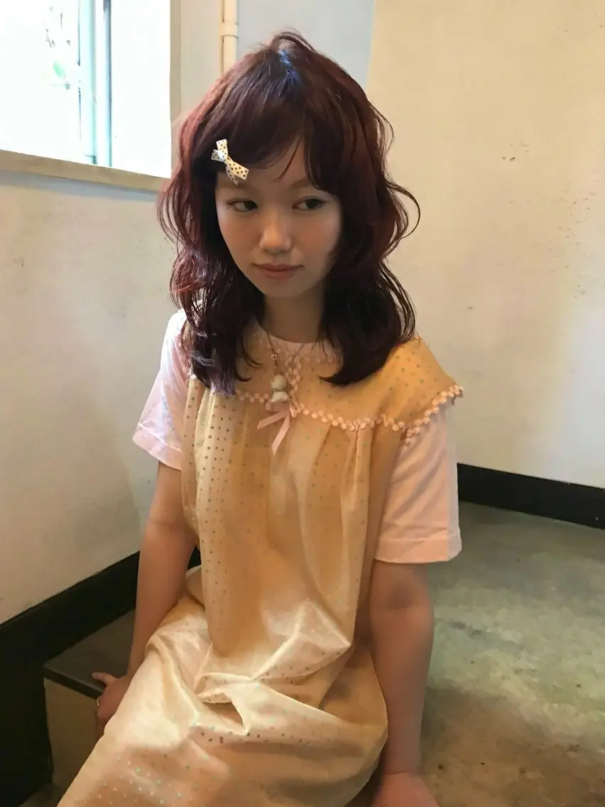 カラー ベージュカラー ブリーチ ダブルカラー ブリーチなしカラー オレンジ ヘアカラー ボブ 暖色カラー /rinkaのヘアスタイル