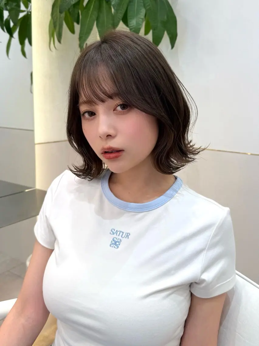 ミディアム カット ヘアカラー トリートメント 新宿/髪質改善/ボブ 韓国レイヤー大重聖斗のヘアスタイル
