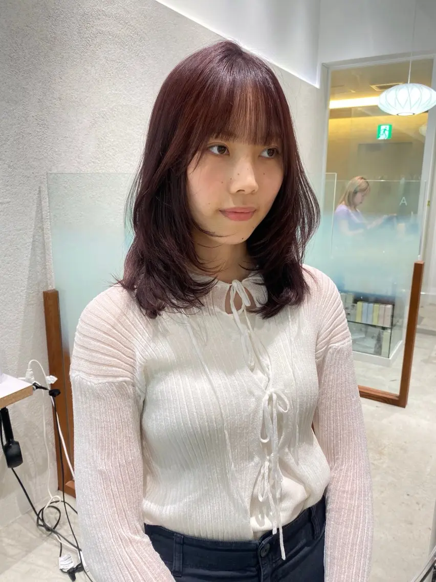 ミディアム カラー カット ヘアカラー 艶カラー hinaka.のヘアスタイル