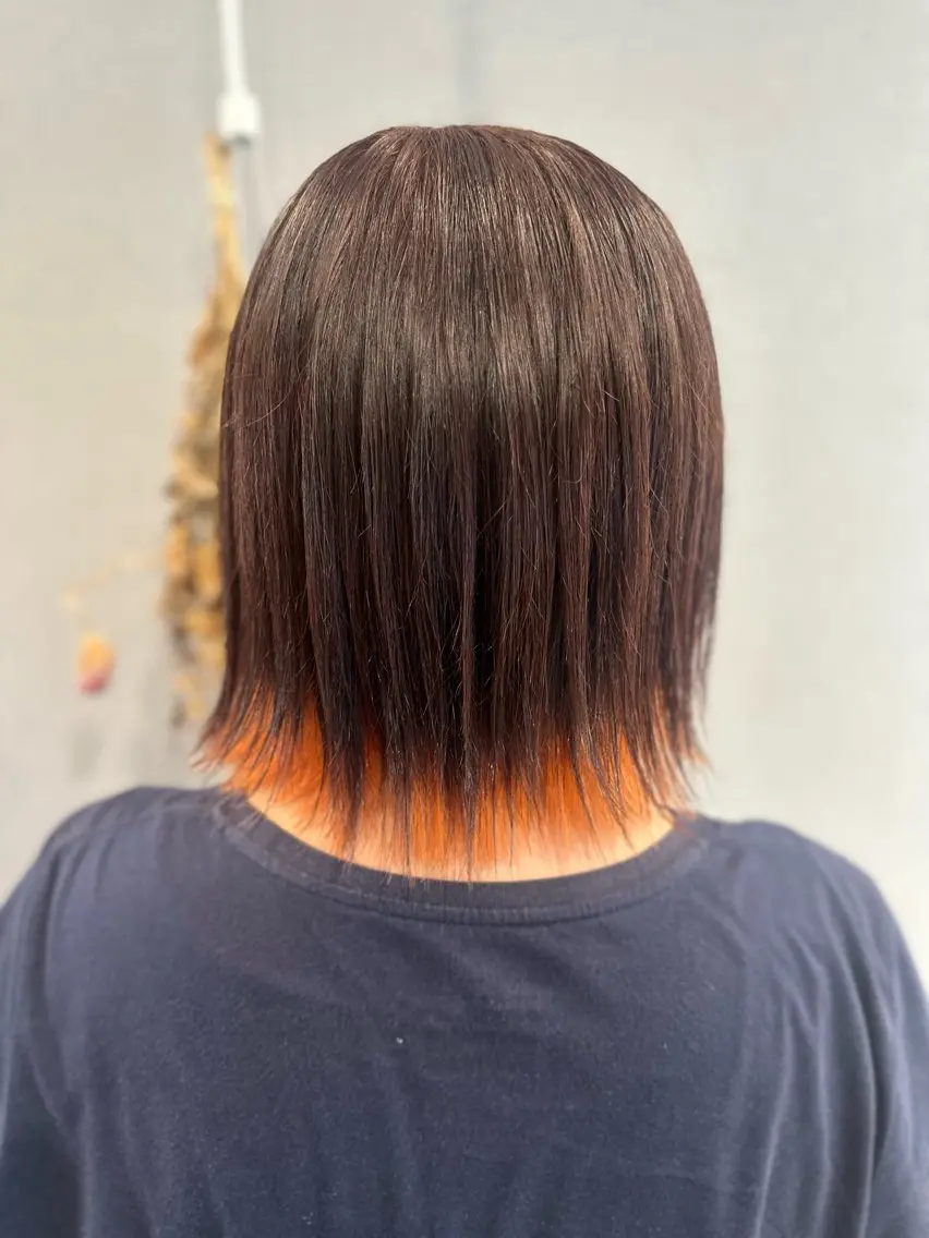 ミディアム カラー オレンジ ヘアカラー K Harukaのヘアスタイル