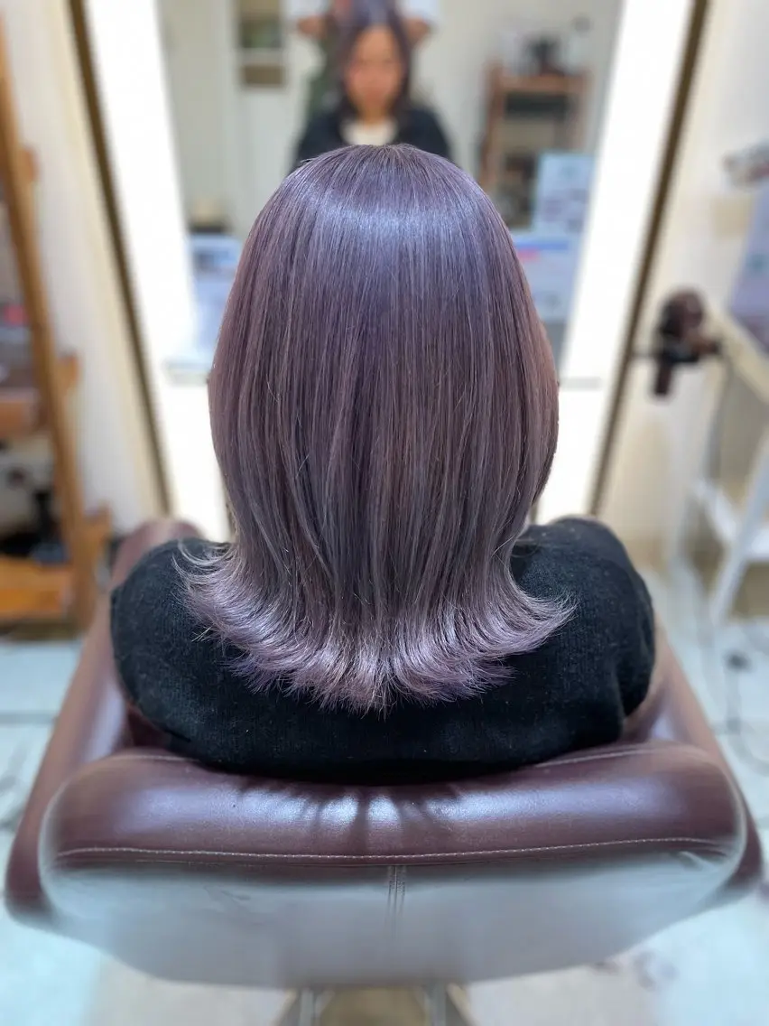 ミディアム カラー ダブルカラー グレージュ ラベンダーカラー ラベンダーグレージュ ラベンダーグレー カット ヘアカラー トリートメント 片山 雄のヘアスタイル