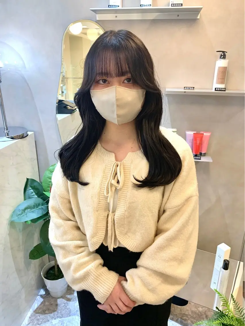 ロング カラー ケアカラー ボブ 顔まわりレイヤー 髪質改善 ヨシンモリ 韓国ヘア🇰🇷/ 顔周り/松田光里のヘアスタイル