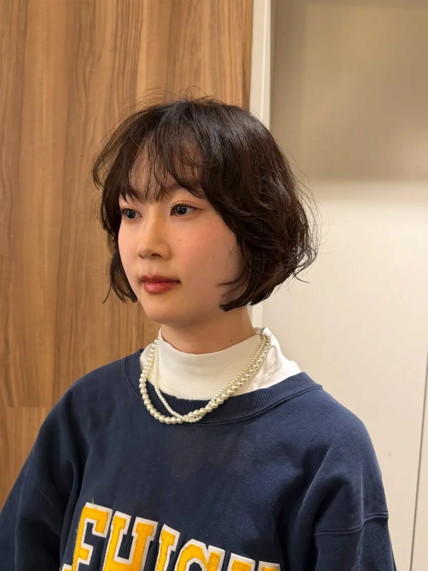 ショート パーマ ボブレイヤー ボブ レイヤーカット パーマ カット/パーマ たるみことりのヘアスタイル