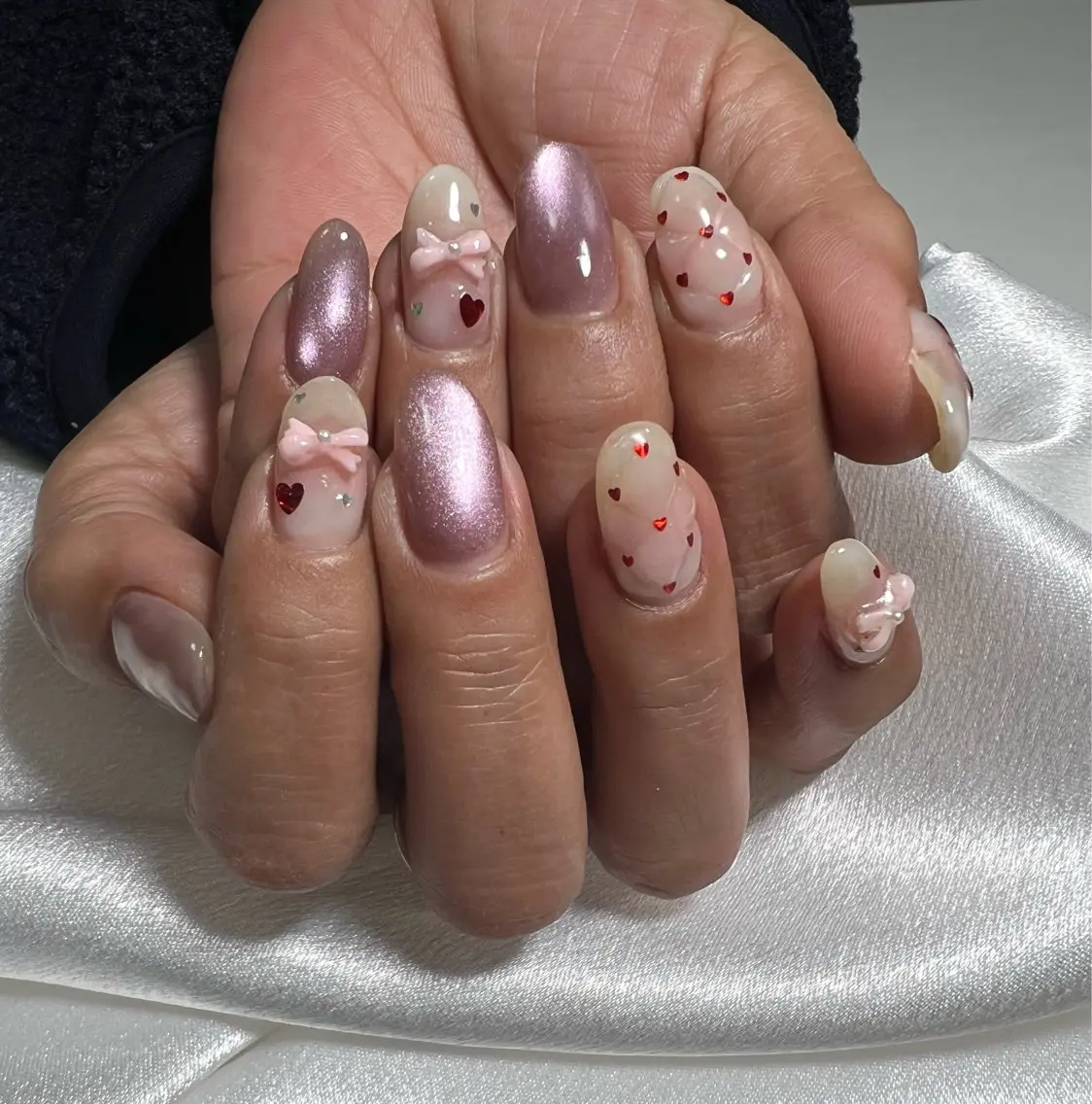 ネイル ハート パープル バレンタイン Ruby Nailのネイルデザイン