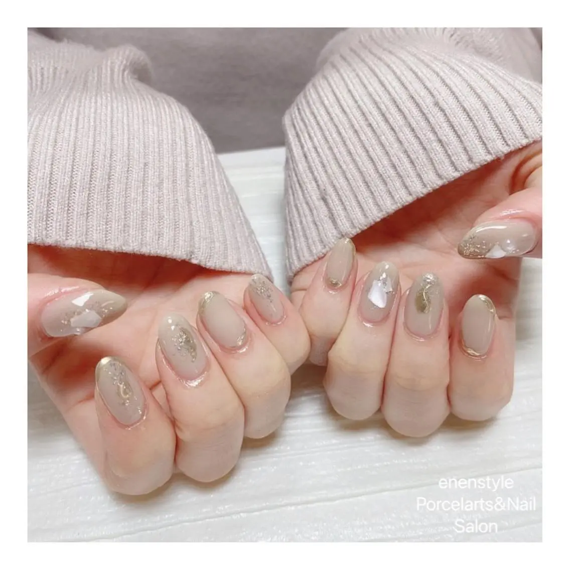 ミディアム ネイル ハンドネイル 🐾enen style 🐾のネイルデザイン