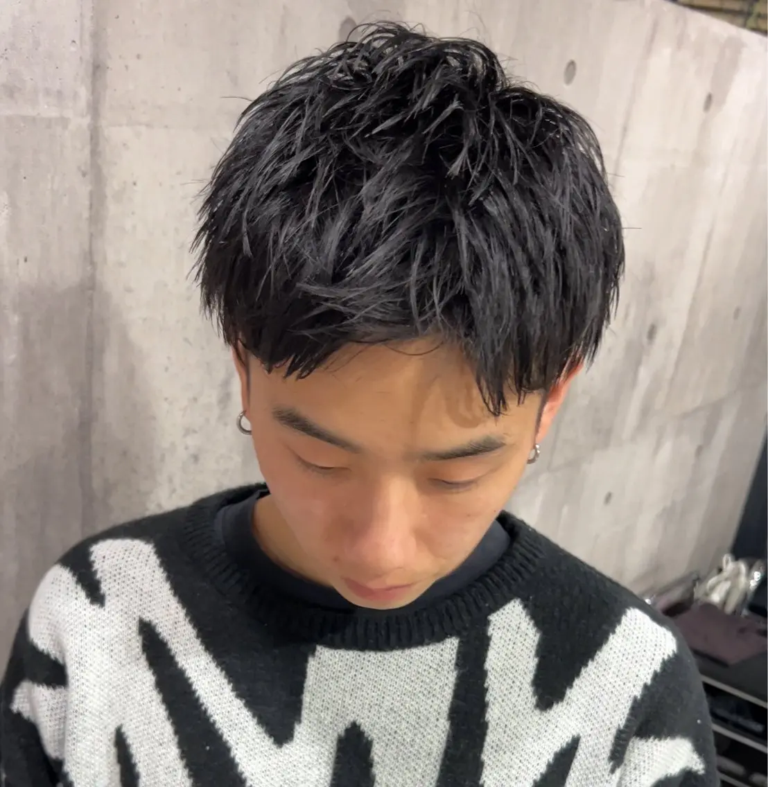 メンズ アップバング メンズ縮毛矯正 🎖アジマ リョオのヘアスタイル