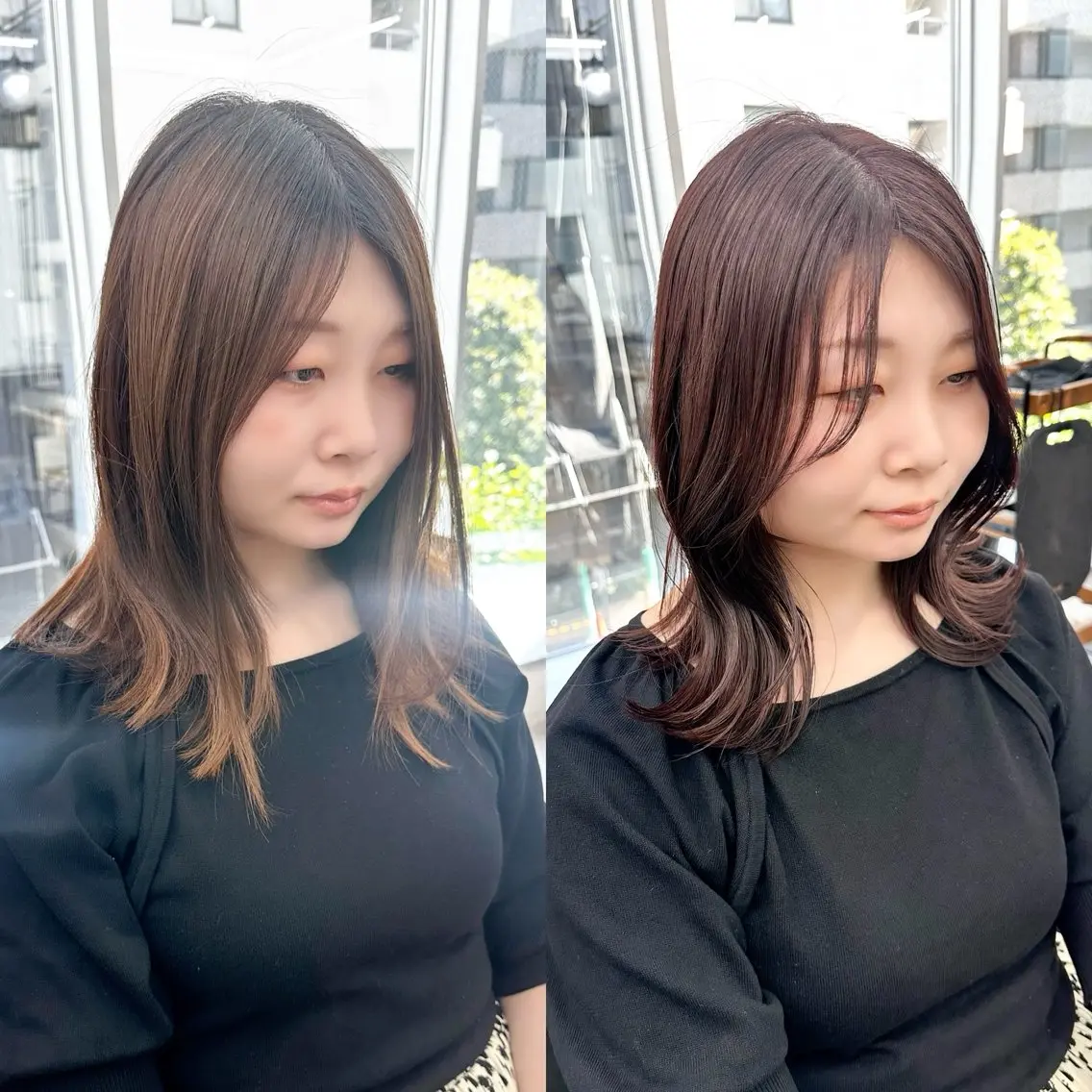 ミディアム カラー パーマ ヘアアレンジ メンズ キッズ カット レイヤーカット/ 巻ける縮毛矯正のヘアスタイル