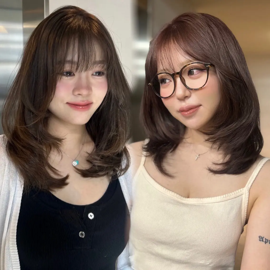 ミディアム 韓国風ヘア レイヤーカット ワンホンヘア ERIKA YAMAMOTOのヘアスタイル