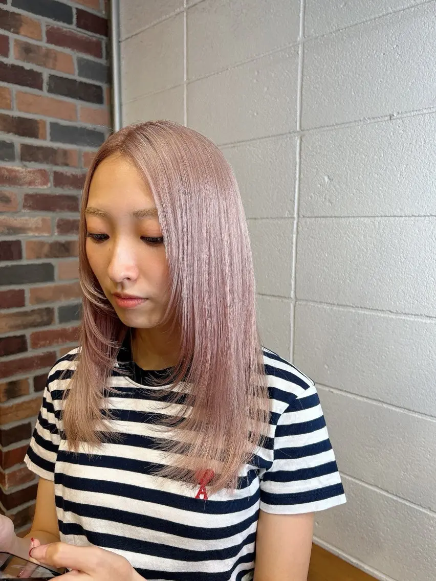 セミロング カラー パーマ ヘアアレンジ メンズ キッズ ベージュカラー 透明感カラー ピンクカラー ピンクベージュ シアーピンク カット ヘアカラー トリートメント ⭐️ハイクオリティ カラー杉本雄志⭐️のヘアスタイル