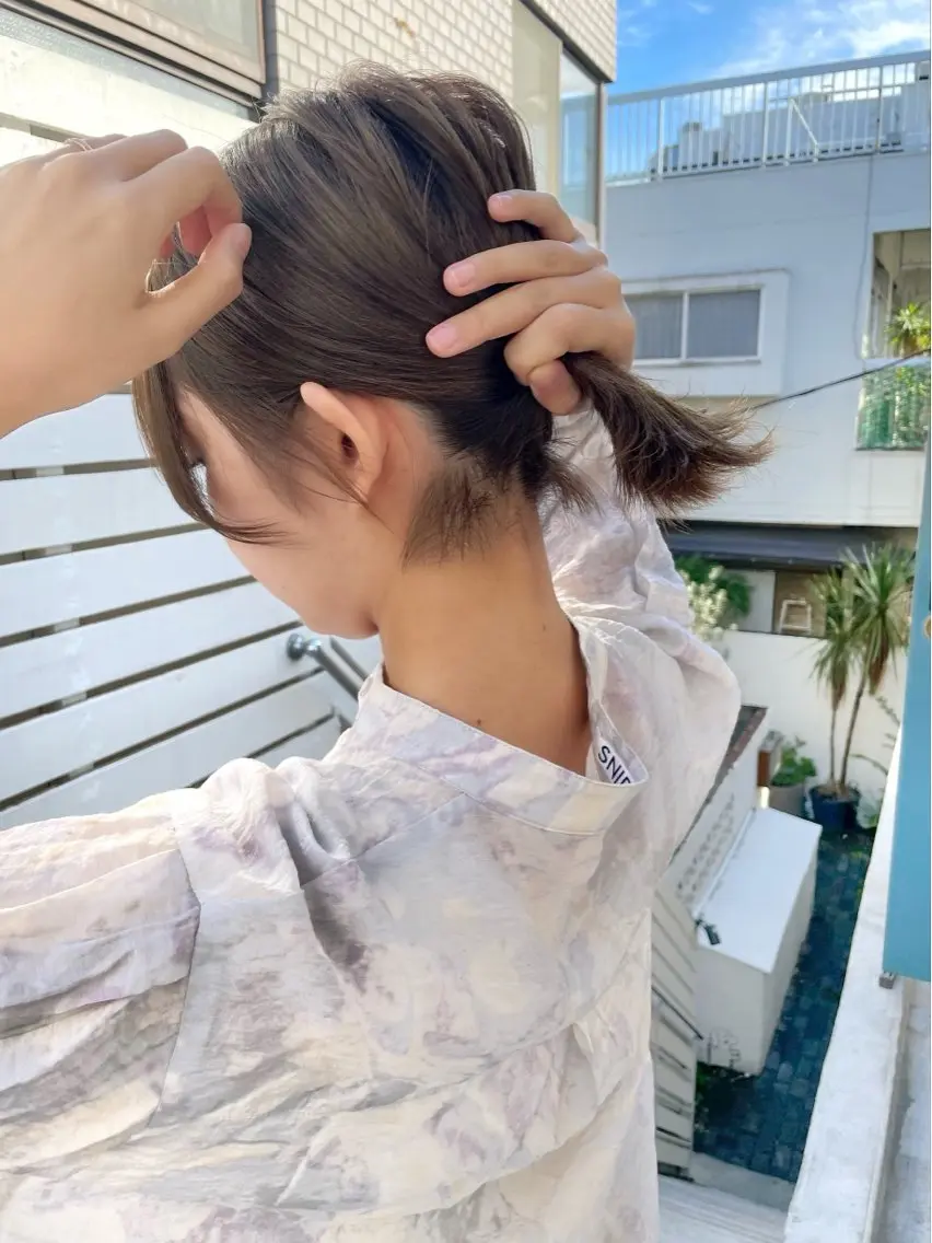 ショート ボブ 結べるレイヤーボブ くびれLady表参道のヘアスタイル