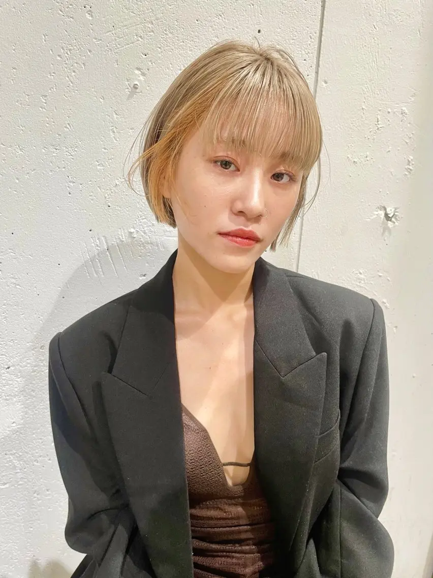 ショート カラー ショートボブ デザインカラー ハイトーンカラー ボブ ショートヘア ウルフ/似合わせ レイヤー/RIHOのヘアスタイル