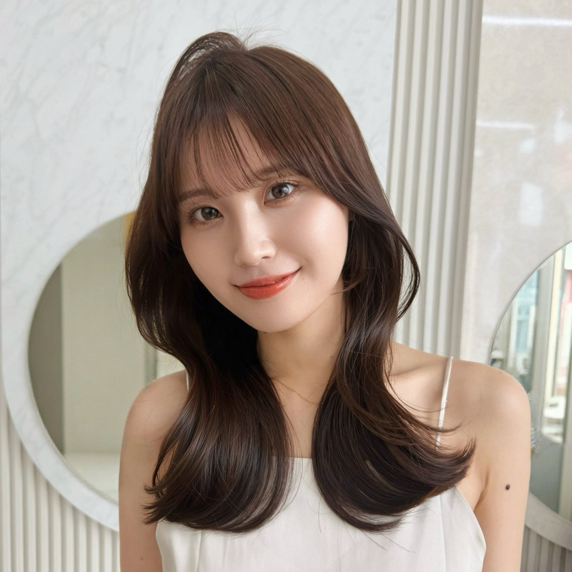 セミロング レイヤーカット 似合わせカット カット ヘアカラー トリートメント 小顔くびれヘア 顔まわり銀座/さやかのヘアスタイル