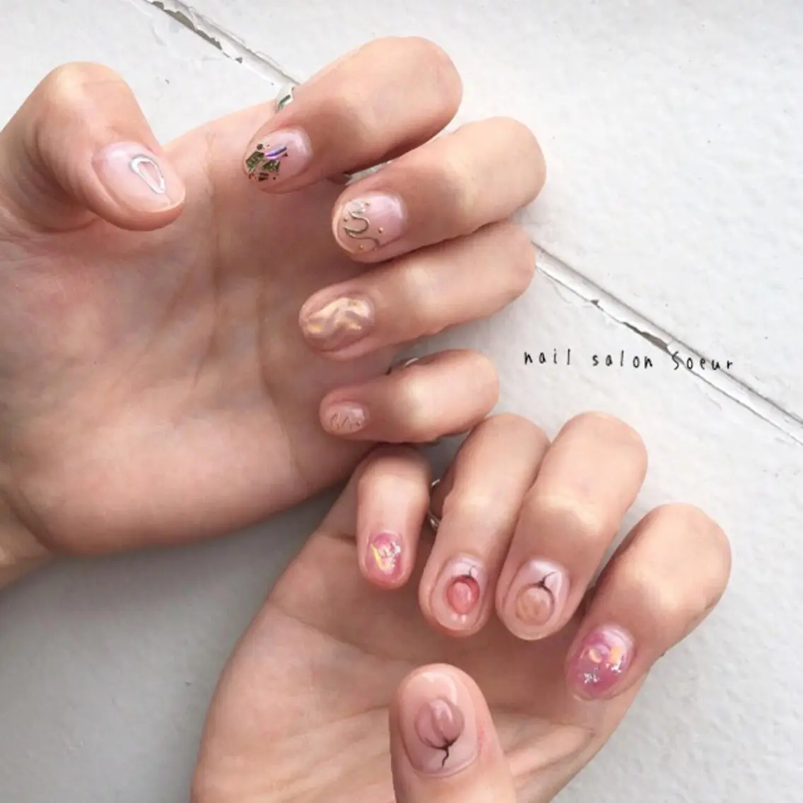 ネイル アートネイル 長さ出し ジェルネイル マットネイル ミラーネイル ハンドネイル nail salon Soeurのネイルデザイン