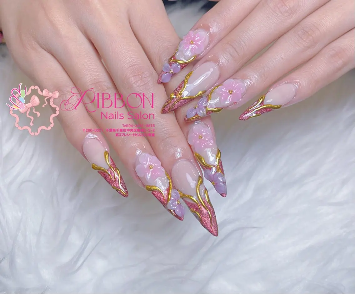 ネイル フットネイル フレンチネイル ジェルネイル マグネットネイル 持ち込み ハンドネイル Ribbonnail salonのネイルデザイン