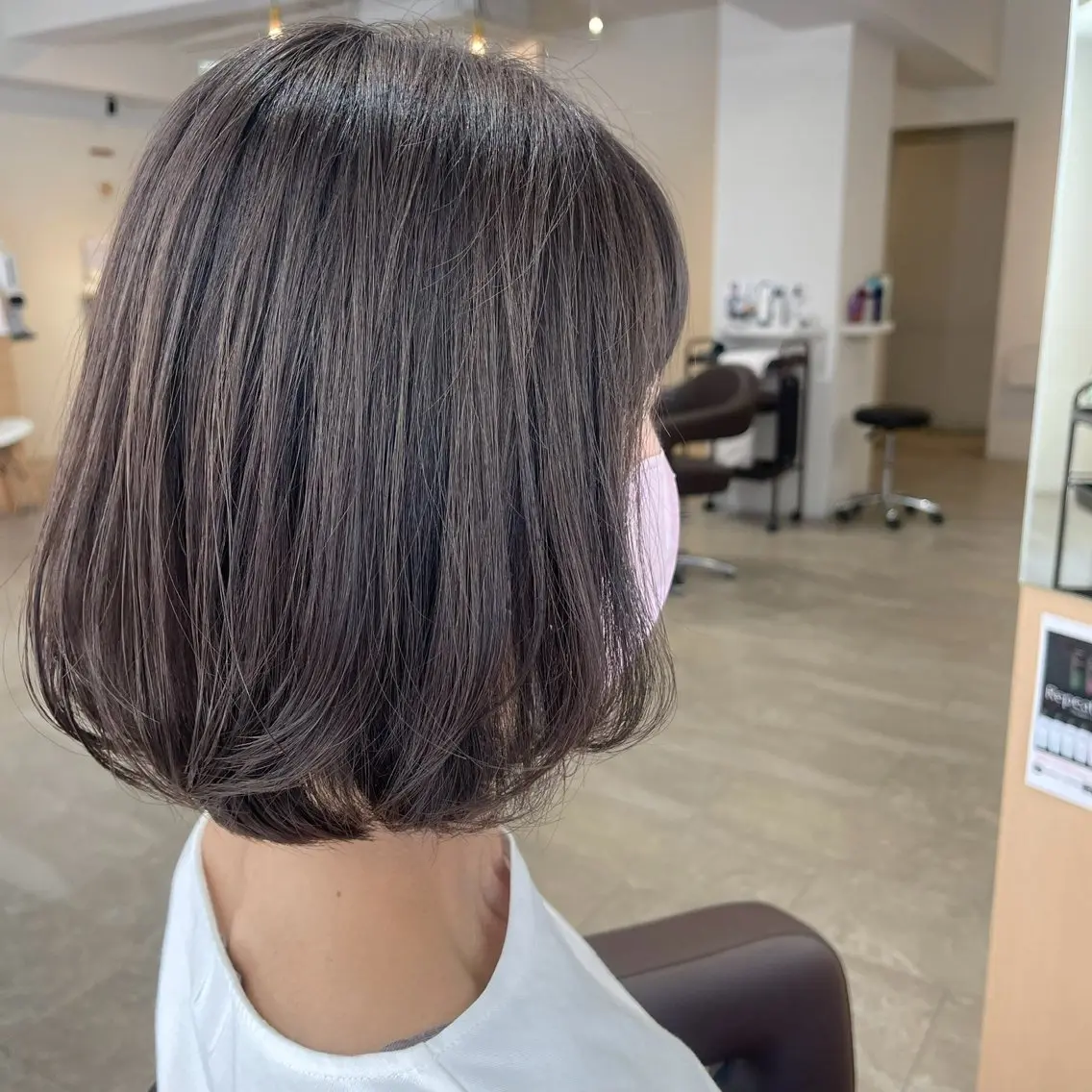ミディアム カラー 透明感カラー グレージュ 透明感カラー さきのヘアスタイル