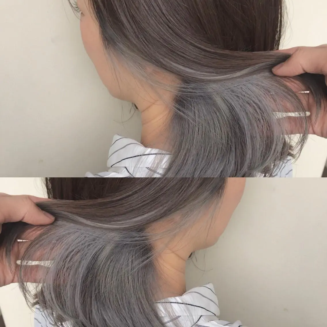 ミディアム カラー ヘアアレンジ ブリーチ カット ヘアカラー ハイライト、レイヤー カット/西梅田/中西のヘアスタイル
