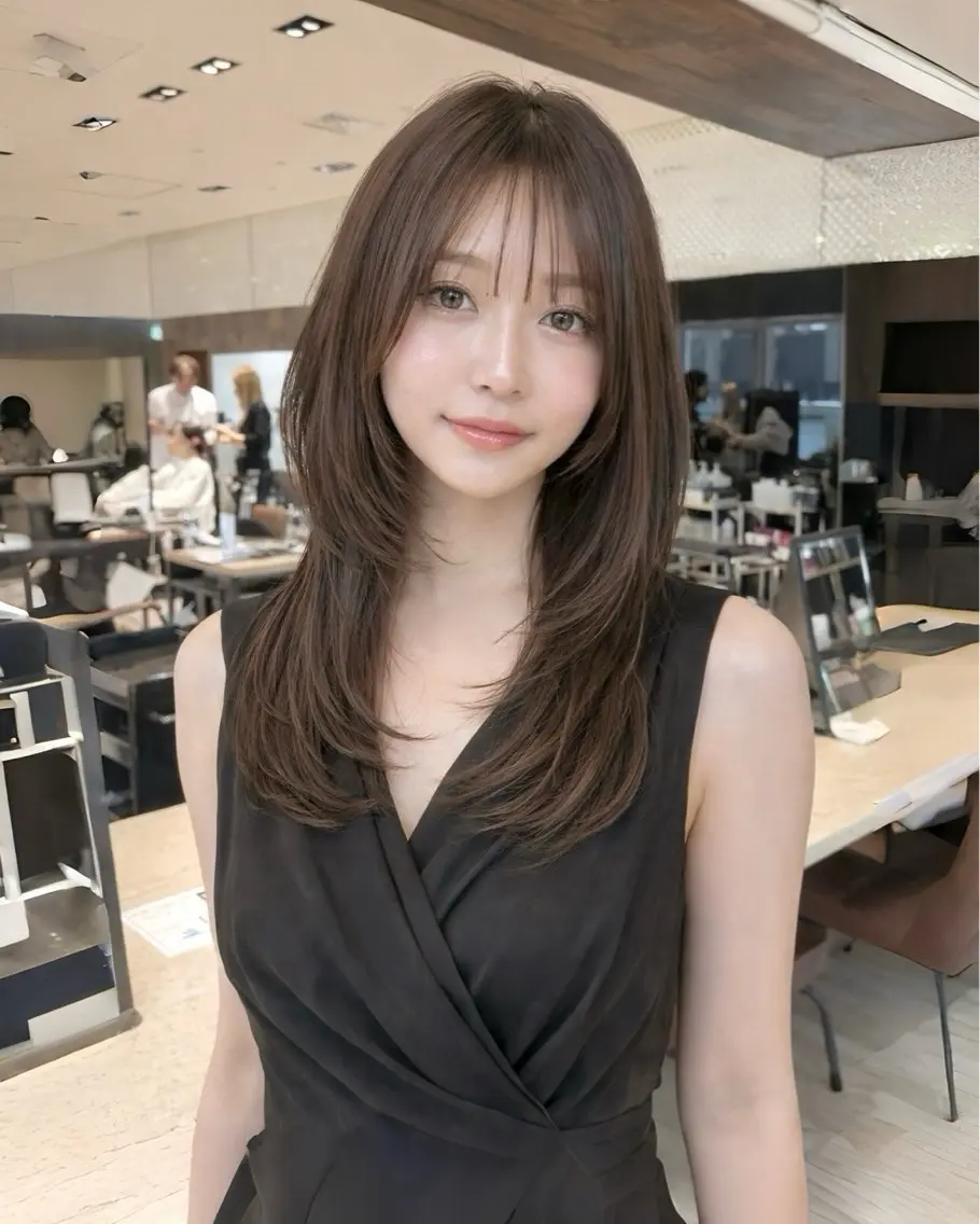 ロング レイヤーカット カット ヘアカラー トリートメント レイヤー/顔周り カット/松岡 祥利のヘアスタイル