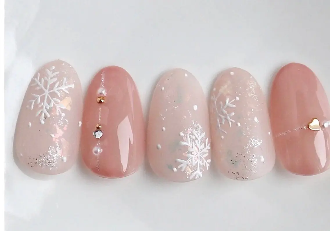 ネイル 持ち込み 冬ネイル クリスマス ラベンダー💖日暮里 ルル💖ネイルのネイルデザイン