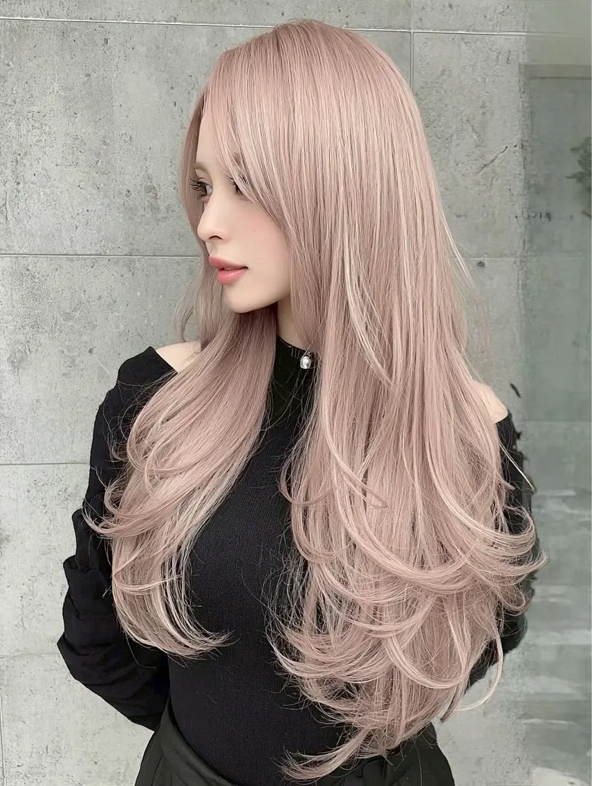 ロング ヘアカラー 渋谷ハイトーン ななかのヘアスタイル