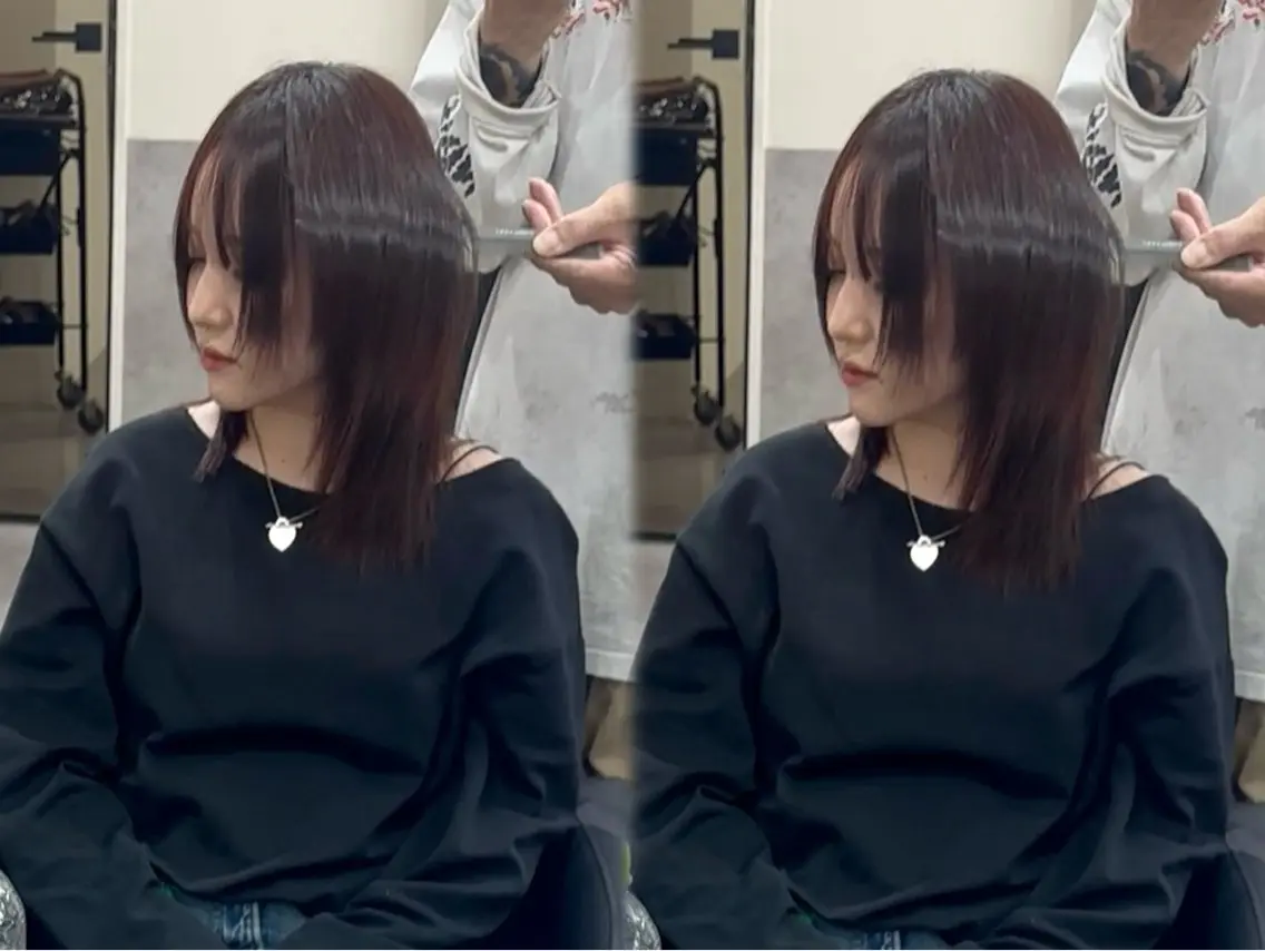 ミディアム カット ヘアカラー トリートメント 🫧とぅるん艶髪🫧 透明感カラー×猿渡のヘアスタイル