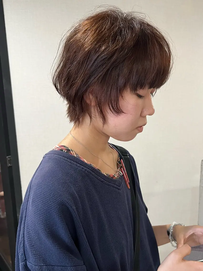 ショート カラー ショートヘア カット ヘアカラー 縮毛矯正 トリートメント 🌱小顔魅せショート 髪質改善カラー/泉綺のヘアスタイル