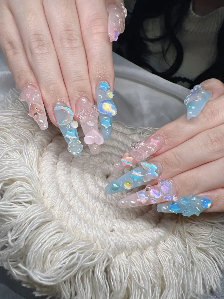 ネイル 長さ出し グラデーション 卒業式 キラキラネイル マグネットネイル ハンドネイル Lee Nailsのネイルデザイン