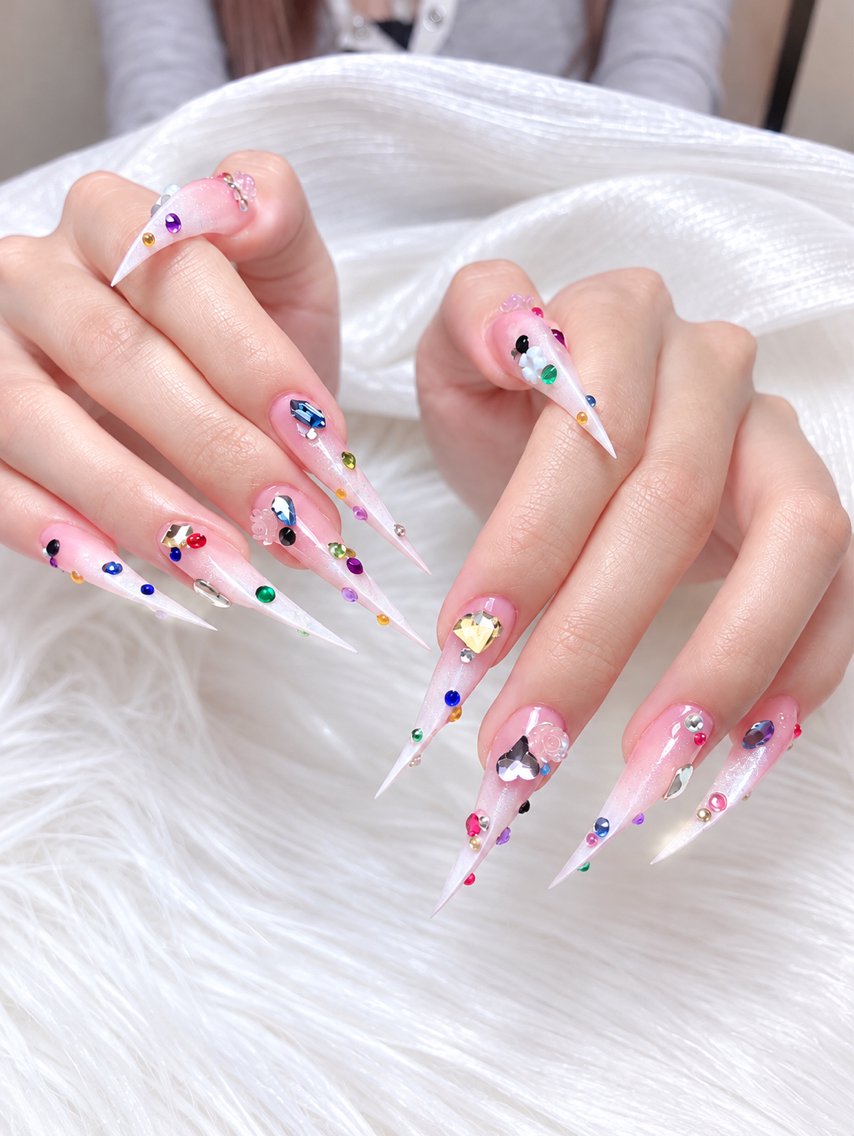 ネイル アニマル柄 べっ甲ネイル ブルー ボルドー ブラウン ハンドネイル Rin Nail 新大久保店のネイルデザイン