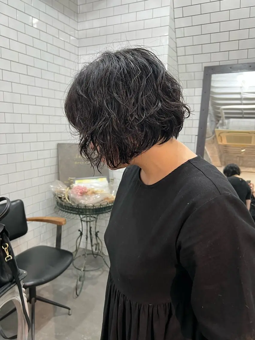 ショート カット パーマ 紙屋町ショート /ボブ　パーマ河内蓮のヘアスタイル