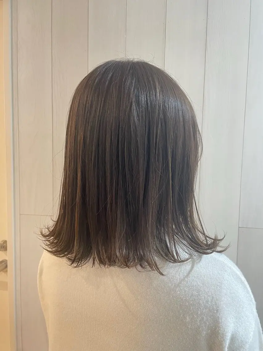 ミディアム ハイライト カット 髪質改善×ブリーチ なしカラー/桃愛のヘアスタイル