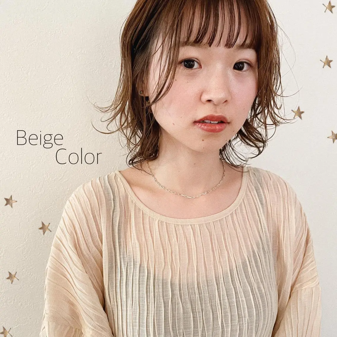 ミディアム カラー カット ヘアカラー 市川 千夏のヘアスタイル