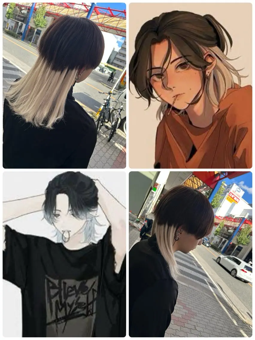 ミディアム ヘアアレンジ メンズ メンズウルフカット エクステ ウルフカット カット エクステ 今村公介 ブリーチ特化、派手髪のヘアスタイル