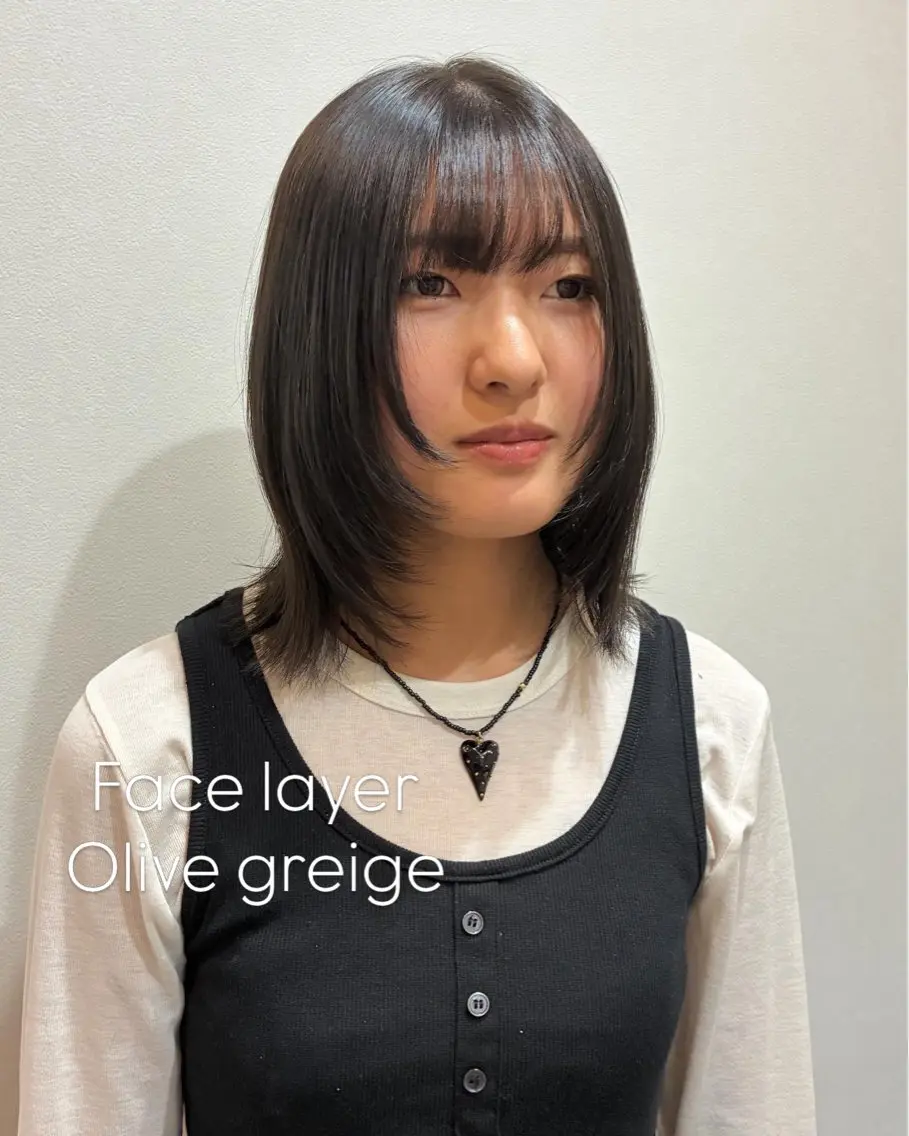 ミディアム カット 縮毛矯正 柴田真衣 /ナチュラル/半個室のヘアスタイル