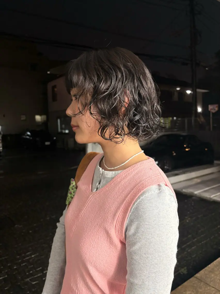 セミロング セミロングパーマ カット ヘアカラー トリートメント ミニボブ/ダブルカラ 🐈⬛kotoseのヘアスタイル