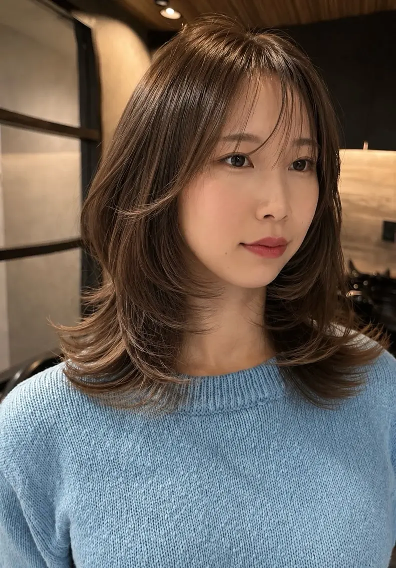 ミディアム カット ヘアカラー トリートメント レイヤーカット/髪質 改善/ダブルカラーのヘアスタイル
