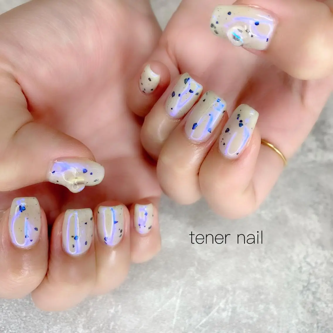 ネイル オーロラネイル ブルー テネルネイル tener nailのネイルデザイン