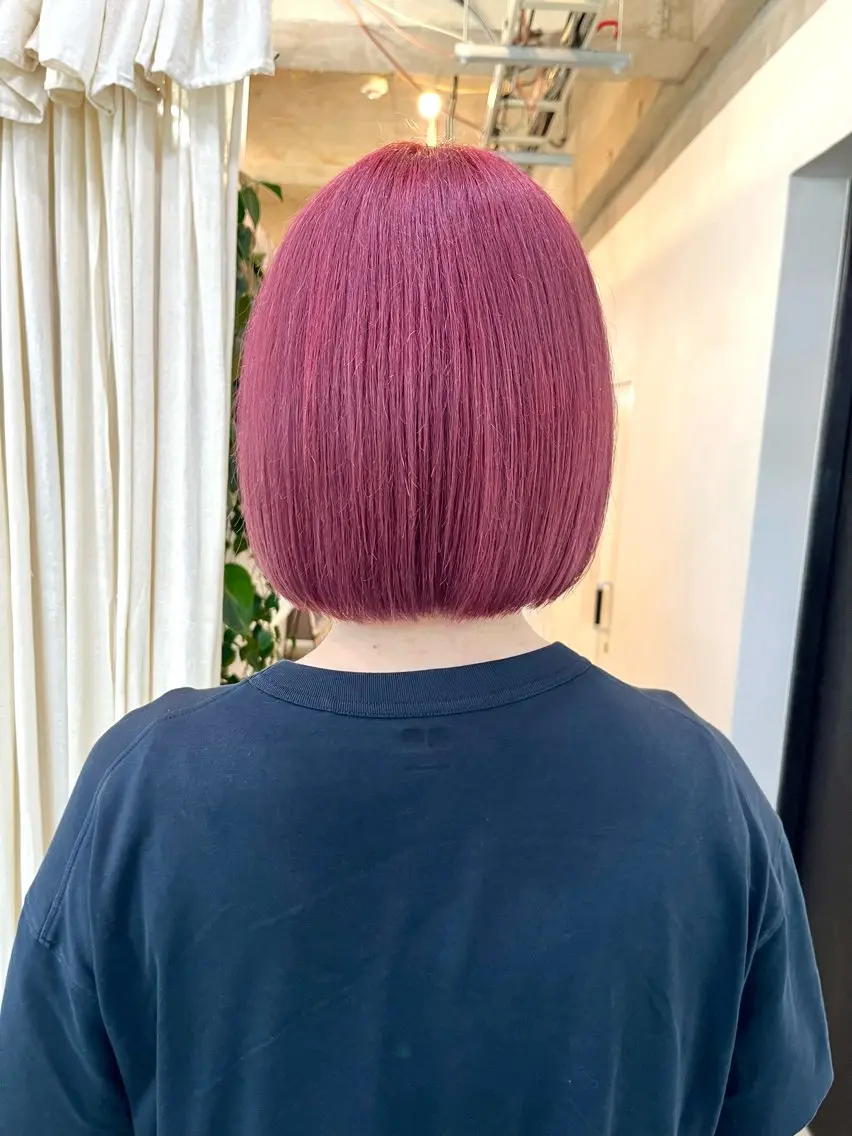 ショート ボブ カット ヘアカラー トリートメント ブリーチ有無Wカラー メンズパーマ大成のヘアスタイル