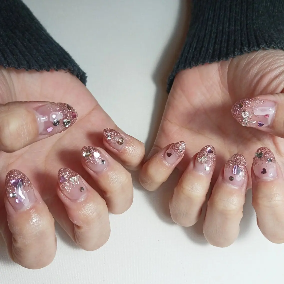 ネイル 成人式 ジェルネイル グラデーション キラキラネイル ラメ(グリッター) ハンドネイル owlnail /持込みデザイン専門のネイルデザイン