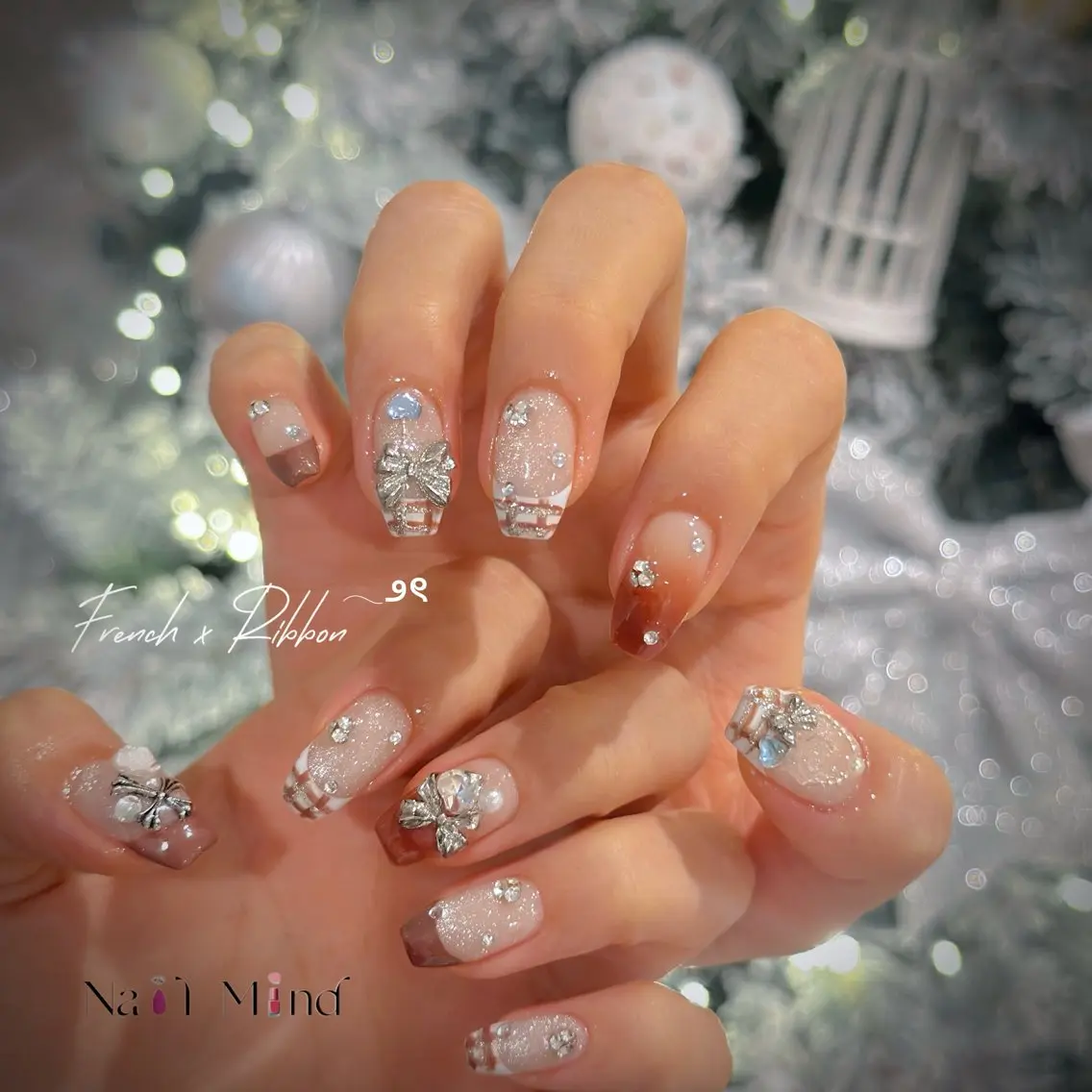 ネイル フレンチネイル リボン ハンドネイル Nail Mind (NaONail)のネイルデザイン